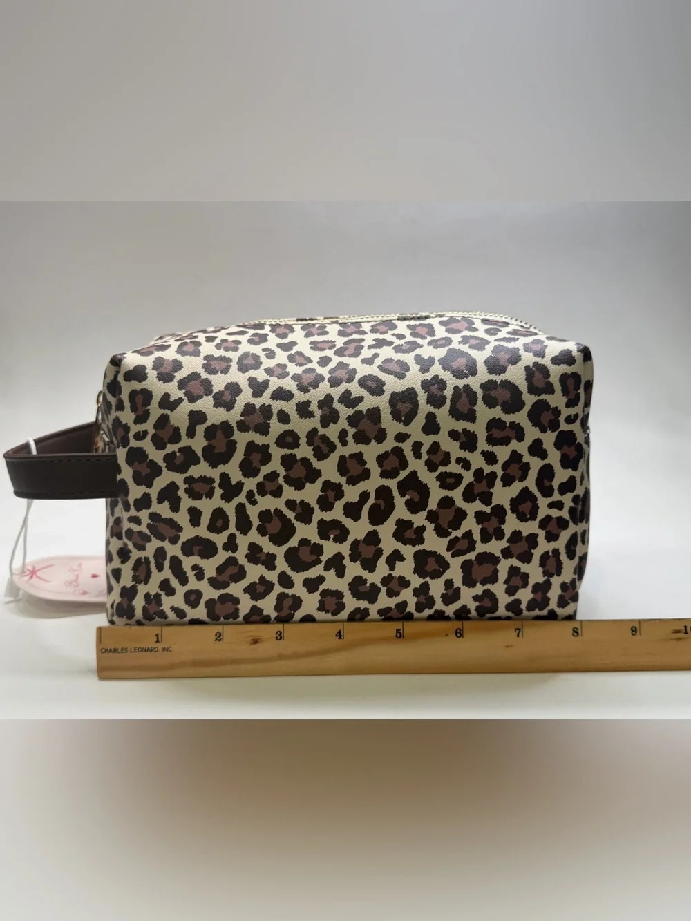 Leopard Print Cosmetic Pouch in Beige and Brown